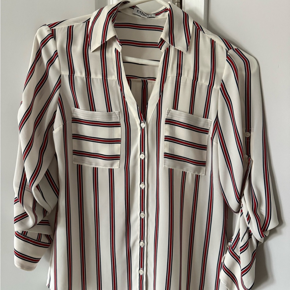 Express Portofino Shirt with Red and Blue Stripes